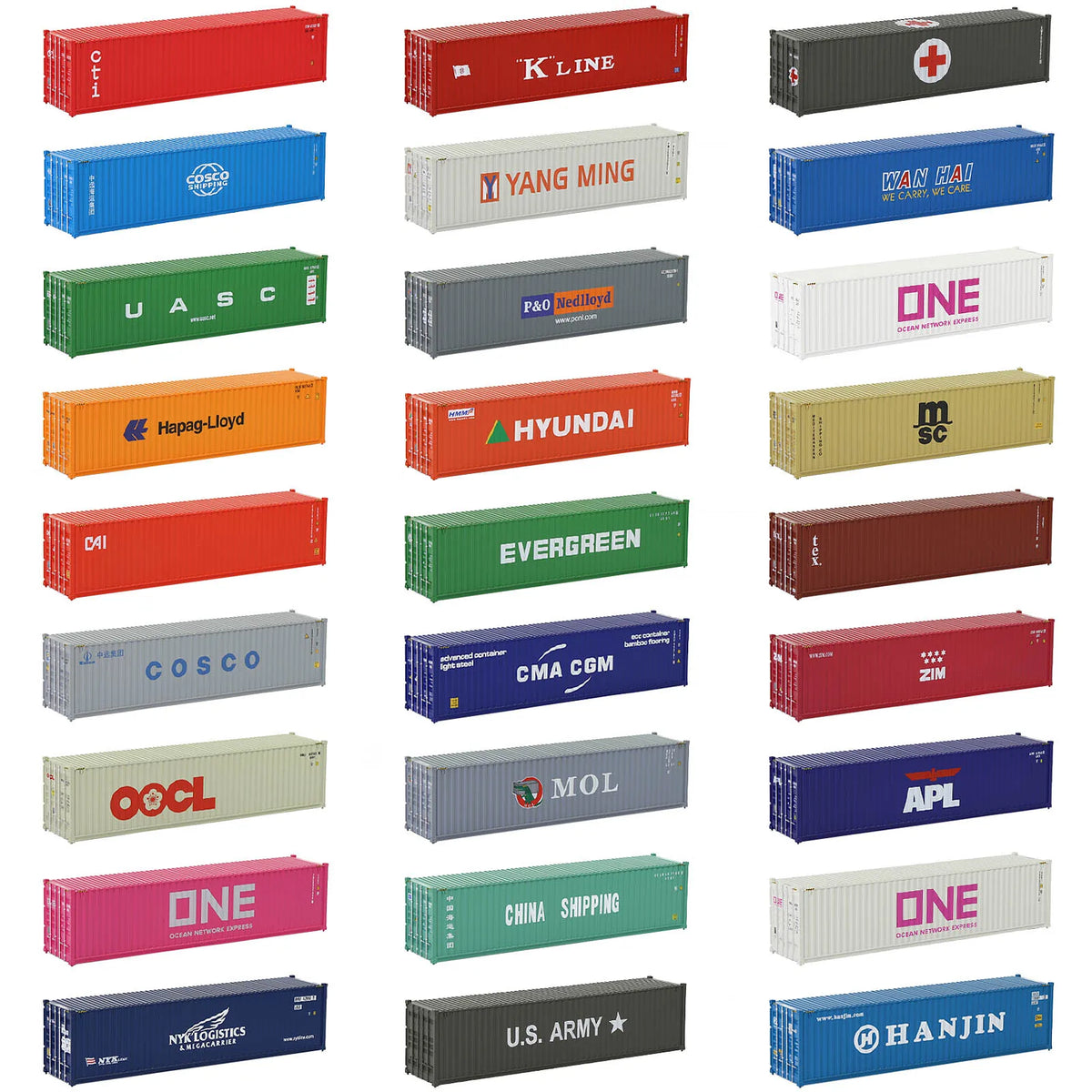 HO scale train model new shipping containers in colorful designs