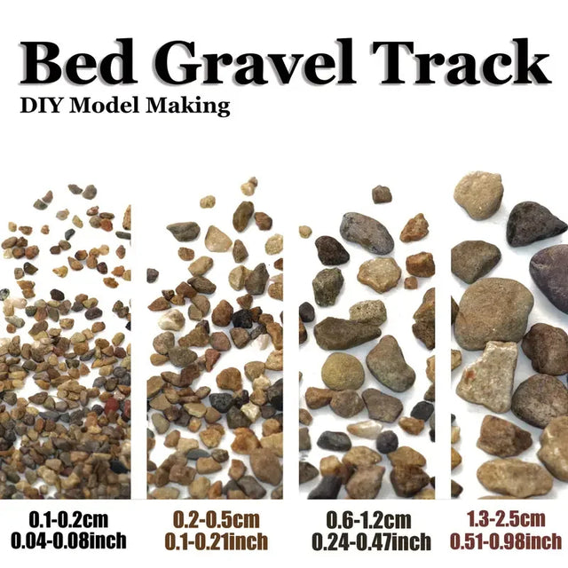 4 sizes ballast gravel rocks for DIY model making, natural river stones