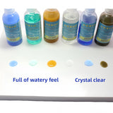 Six 50ml water effect gel bottles with colorful shades and Chinese labels