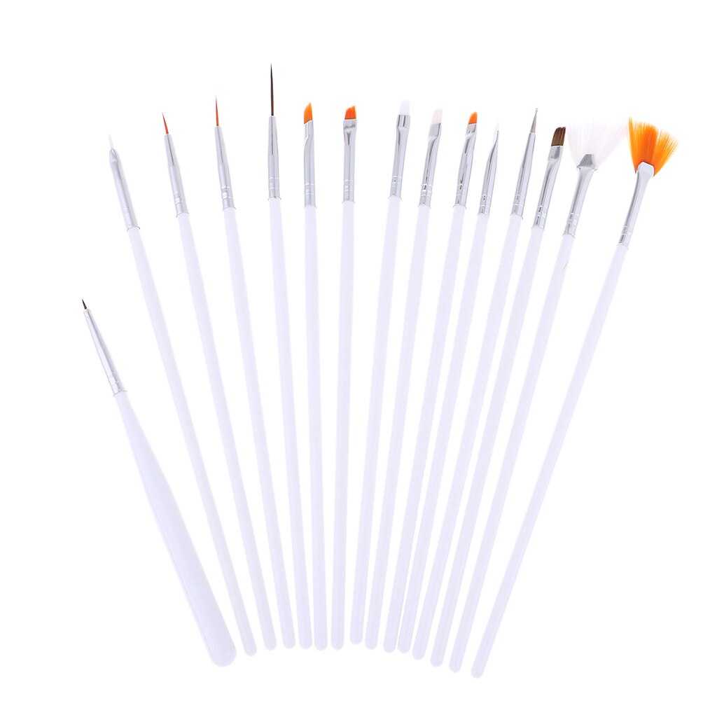Set of 15 special shape brushes with white handles for scale modeling