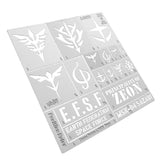 Gundam Zaku garage stencil with Zeon and Earth Federation logos