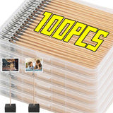 100 wooden alligator clips with silver clasps in storage boxes, model building tools