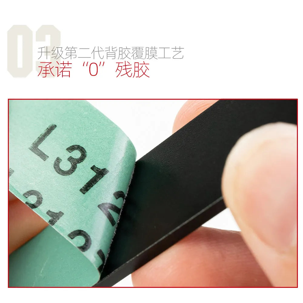 Hobby Mio adhesive sandpaper strip being peeled off a sanding plate