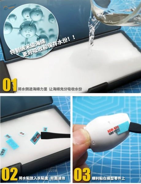 White nano-fiber sponge in black case for Decal Tray Toolbox