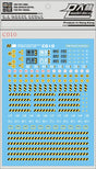 Blue model decals with yellow black warning stripes, Chinese characters for Gunpla model making