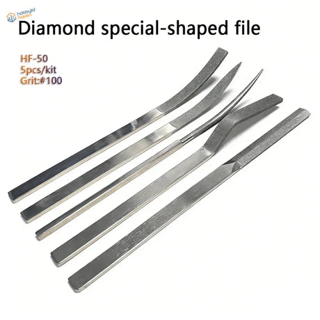 Set of five silver metal diamond abrasive special-shaped files hf-50 for scale modeling and model building tools