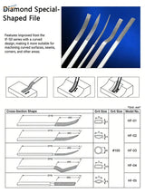 Silver diamond abrasive special-shaped files with 100 grit textured surfaces for precision scale modeling tools