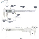 Stainless steel digital vernier caliper with silver body black lcd and sae metric scales for scale modeling use