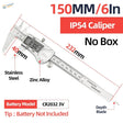 Digital vernier caliper 150mm with stainless steel body zinc alloy components ip54 rating for scale modeling precision