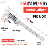 Digital vernier caliper with stainless steel body, zinc alloy parts, lcd display for precise 150mm scale modeling measurements