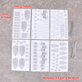 Set of six black and white leaf and fern nail art sticker sheets with clear strips for diorama jungle plants scale modeling tools