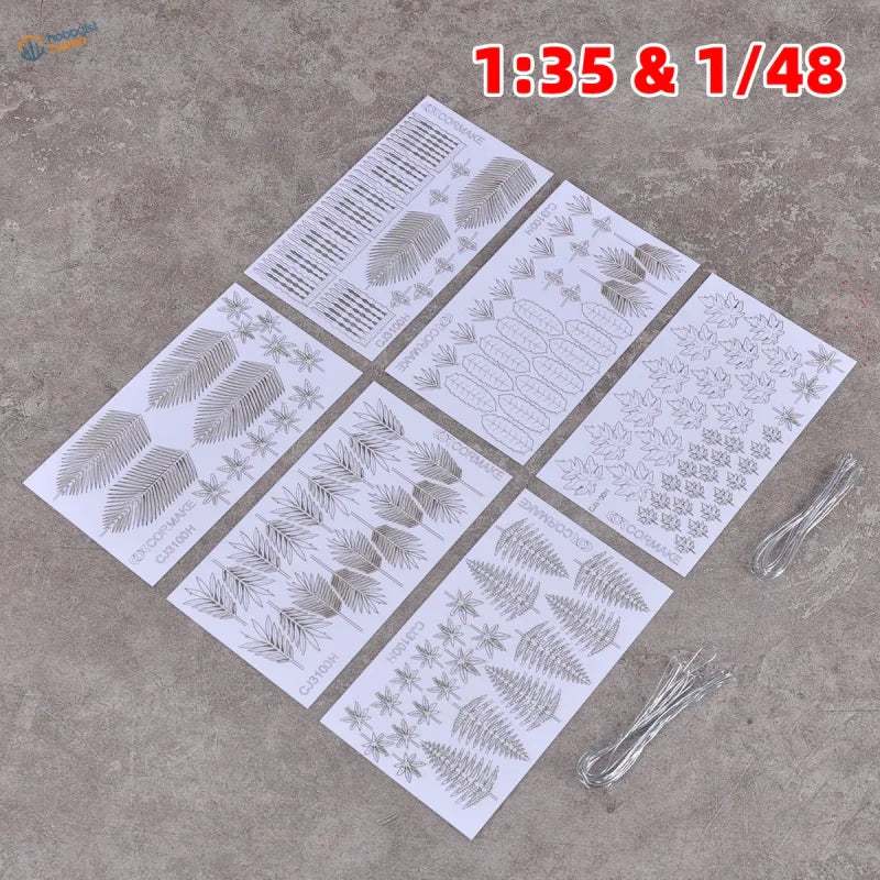 Diorama jungle plants clear decals with intricate black fern drawings for scale modeling tools and precision hobby tools