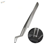 Silver-tipped Double-angled Fine Tweezers with mechanic branding, model building tools