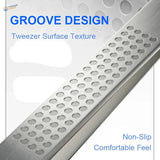 Silver metallic fine tweezers grate with grooved texture for scale modeling tools