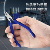 Double blade basic nipper with blue textured grip and metallic blades