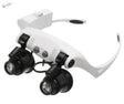 Double-eye head magnifier with LED lamp and swappable lenses