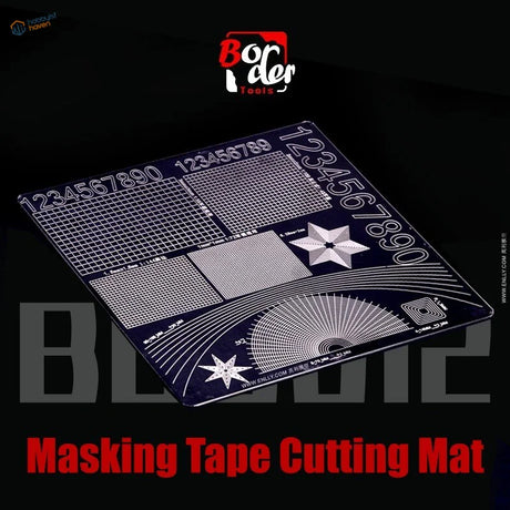 Double-sided masking tape cutting template: dark blue grid mat
