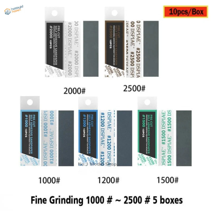 DSPIAE 180-2500 grit sandpaper sets in gray abrasive sheets for aluminum sanding
