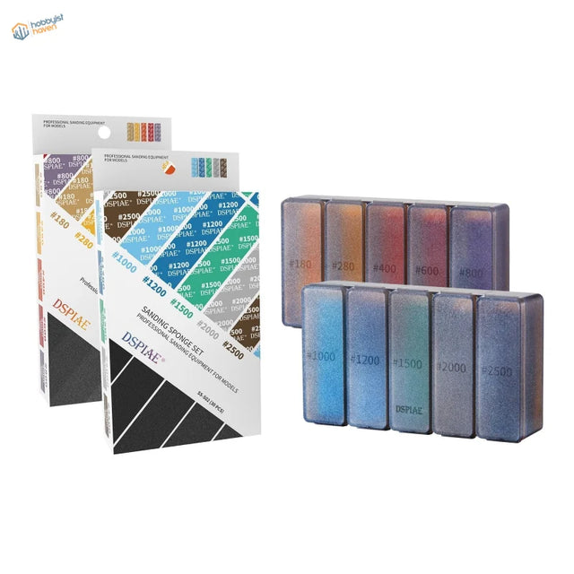 DSPIAE 5 grits sanding sponge set with iridescent abrasive blocks