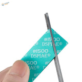 Teal #1500 DSPIAE sanding sponge cut with scissors in 5 grits set