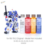 Blue and white Gundam model kit with DSPIAE 50ml pre-mixed acrylic paints