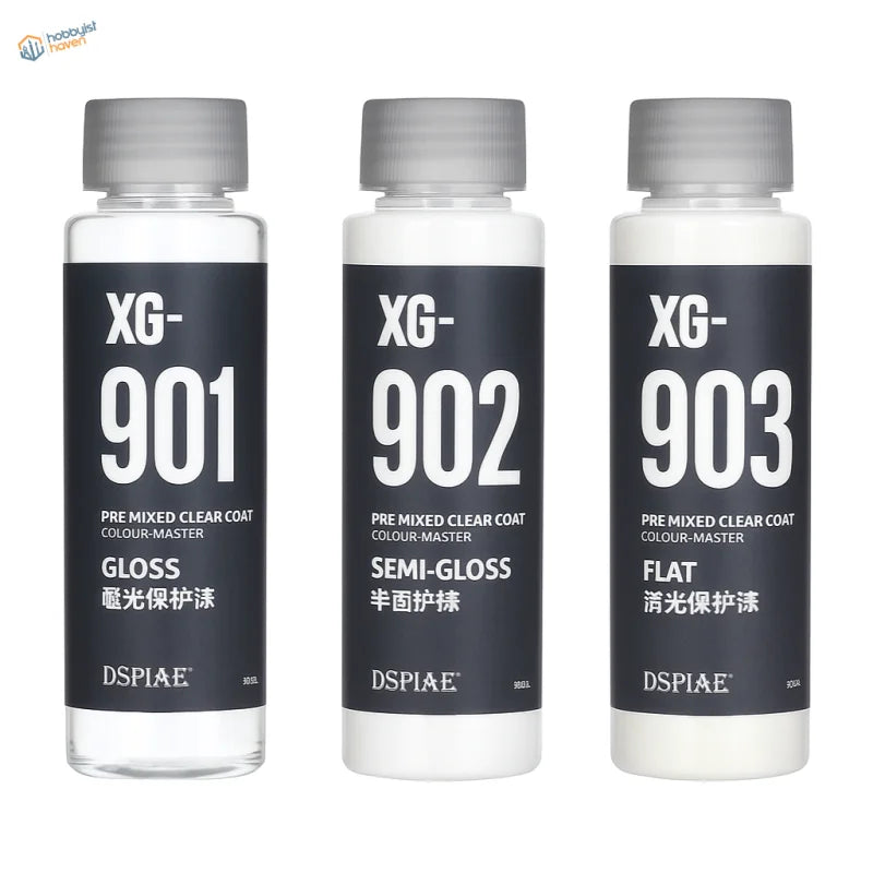 DSPIAE 50ml pre-mixed acrylic varnish: three clear bottles with gray caps