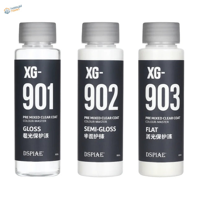 DSPIAE 50ml pre-mixed acrylic varnish: three clear bottles with gray caps