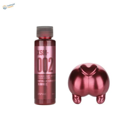 DSPIAE xsm-002 crimson pre-mixed metallic paint bottle with pink pig beside it