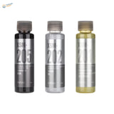 Three 50ml DSPIAE pre-mixed metallic paints: black 205, silver 202, champagne 201