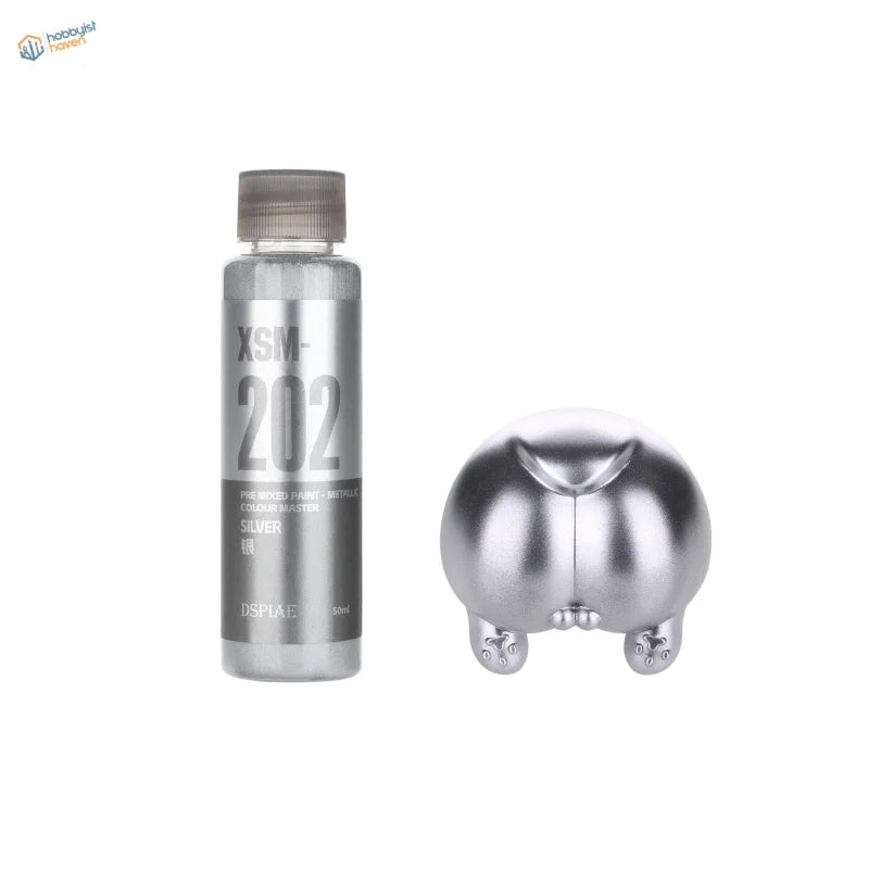 DSPIAE 50ml pre-mixed metallic paints: silver bottle with xsm+ 202 label and pig device