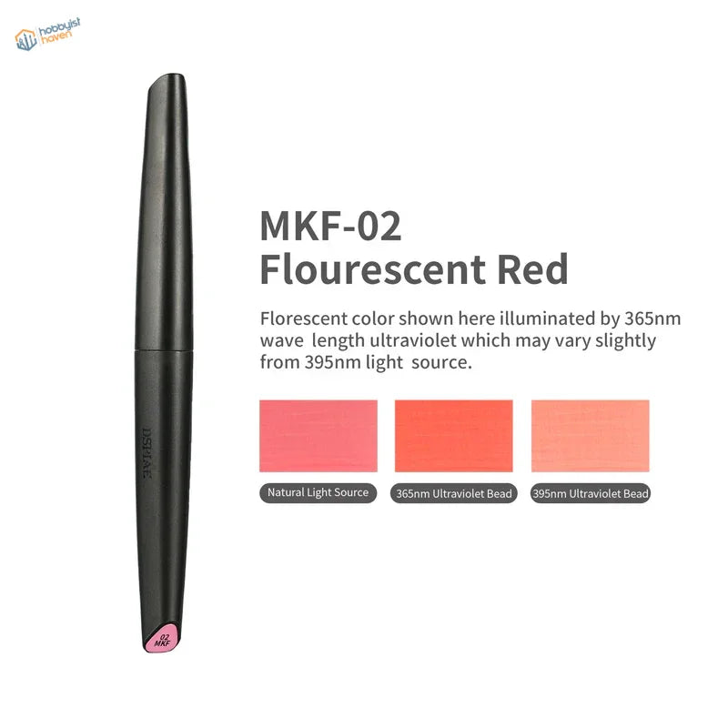 DSPIAE mkf-02 fluorescent red acrylic pen, black tube with pink base label