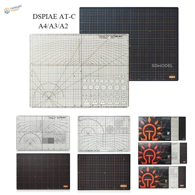 DSPIAE A2/A3/A4 clear self-healing cutting mat with grid lines
