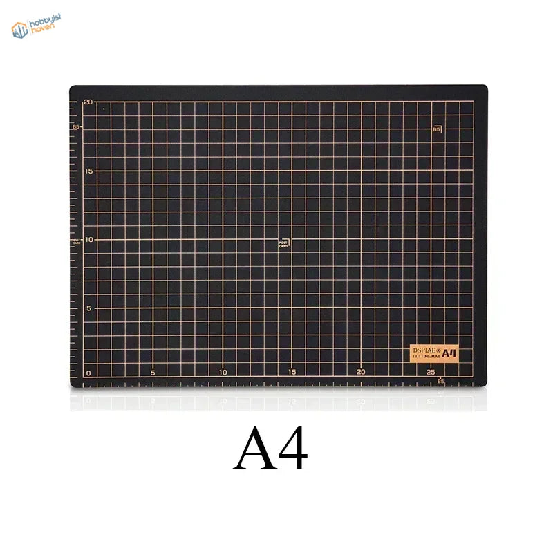 DSPIAE A4 black self-healing cutting mat with gold grid for scale modeling
