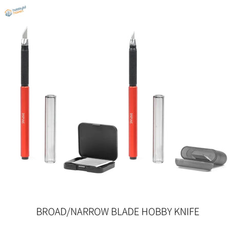 DSPIAE hobby knife with red-handled broad narrow blades in cases