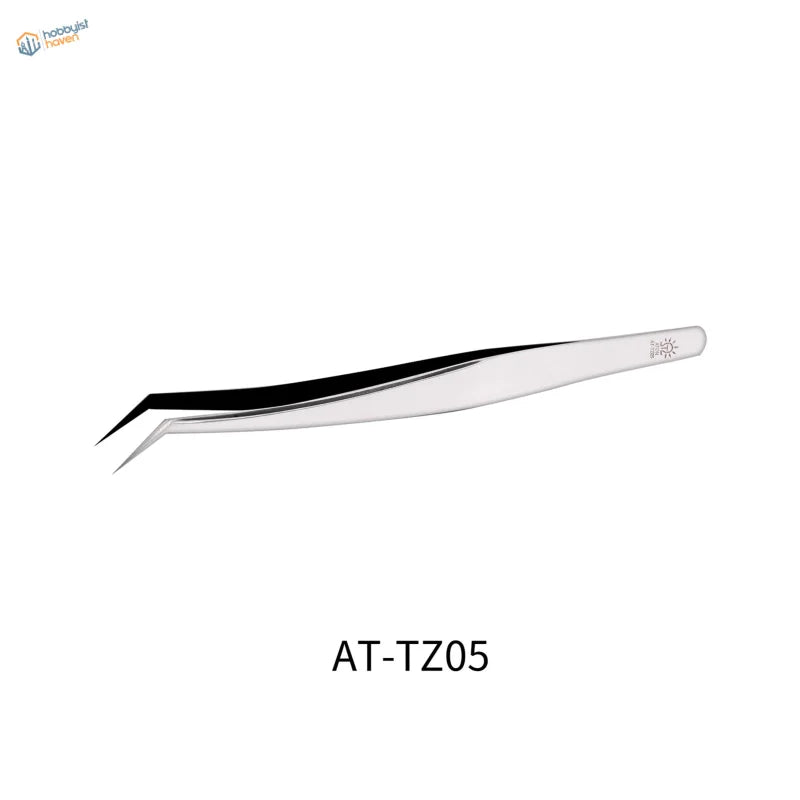 Dspiae anti-static stainless steel tweezers with black angled tip