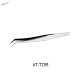 Dspiae anti-static stainless steel tweezers with black angled tip