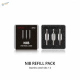 Set of three stainless steel nibs for dspiae at-pl pro panel line pen neatly arranged in black foam case for panel line fluid use