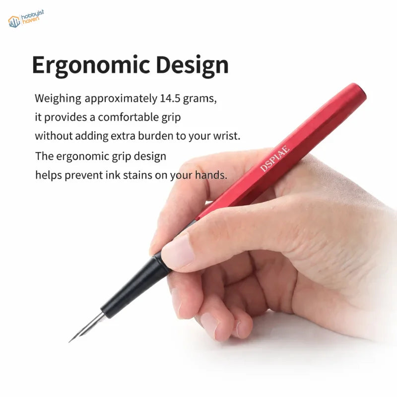 Dspiae at-pl pro red and black ergonomic panel line pen with stainless steel nib and sleek hexagonal barrel design