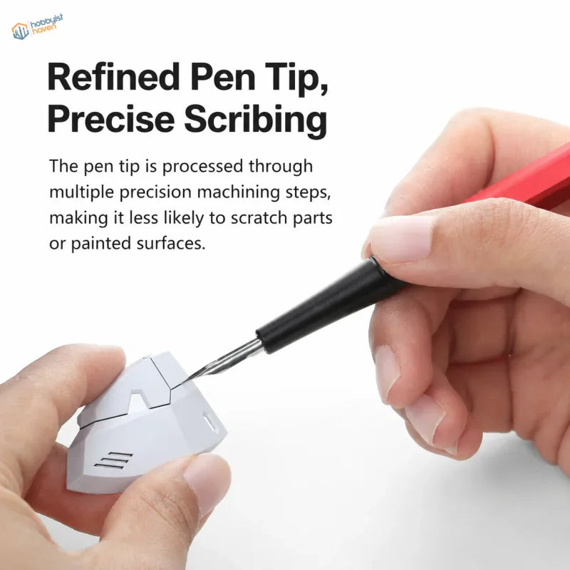 Dspiae at-pl pro panel line pen with red and black body and stainless steel nib marking white plastic model details
