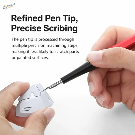 Dspiae at-pl pro panel line pen with red and black body and stainless steel nib marking white plastic model details