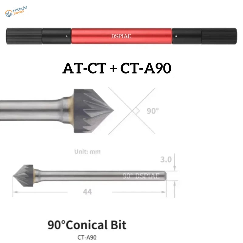 DSPIAE circular chamfering tool CT-A90 red black 90° conical bit