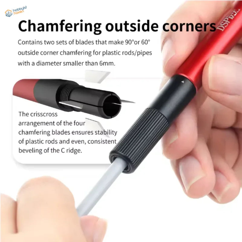 DSPIAE circular chamfering tool with red black DSP for 90° 60° plastic rods