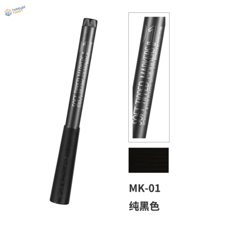 Dspiae eco acrylic pens mk-01 black soft-tipped marker with metallic cap