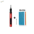 Dspiae electric grinding pen with red drill, black grip, display and ss-c01 pads