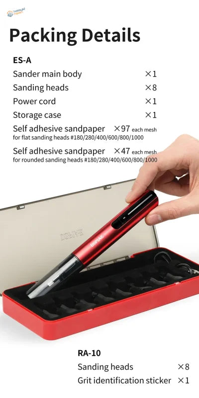 DSPIAE electric reciprocating sander in red and black ergonomic design