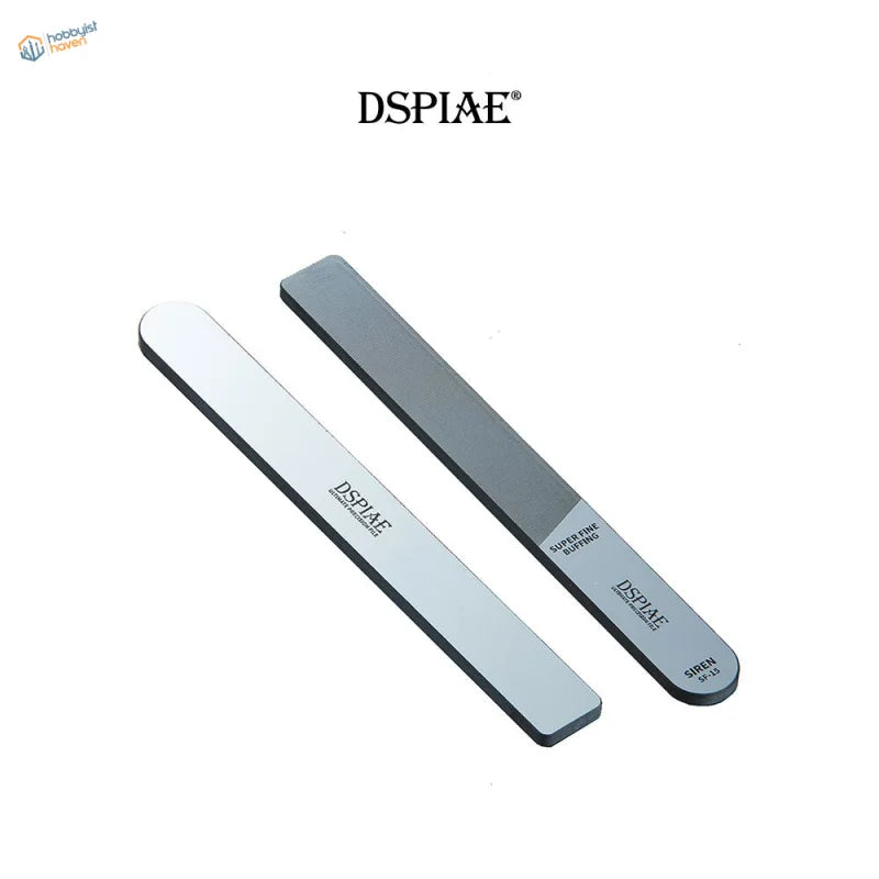 Two DSPIAE glass files: silver metallic and dark gray with engraved branding