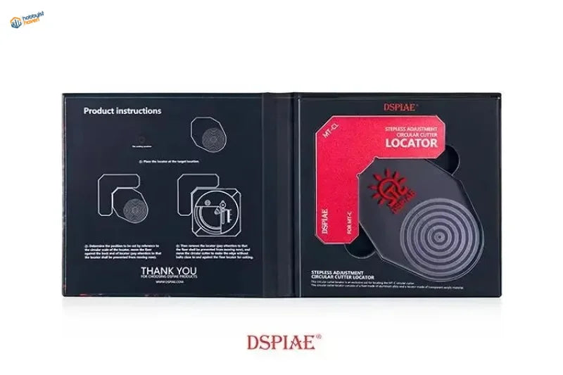 Black and red dspiae stepless circle cutter with locator and sun emblem on label for precise circle cutting tasks