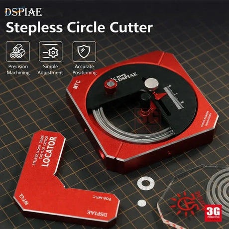 Red and black dspiae stepless circle cutter with precision machining and simple adjustment dial for accurate positioning