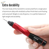 DSPIAE Mobius hand drill in red and black with textured aluminum body