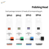 DSPIAE polishing sponges: 4 pads in white pack with orange #2000, green #4000, blue #6000, black #1000 heads